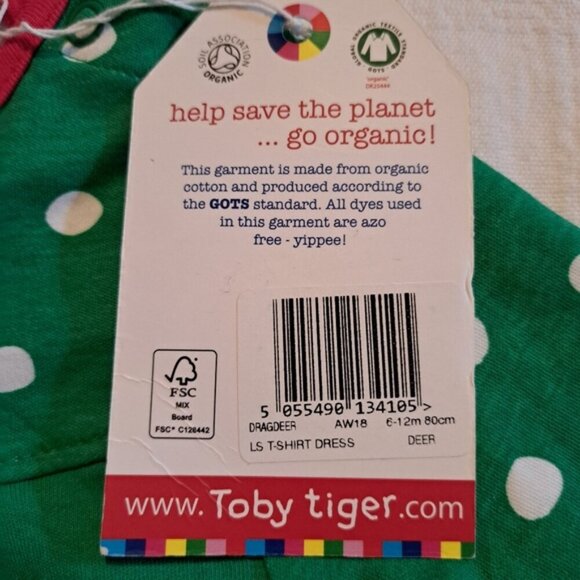 Toby Tiger girls size 6-12 months t shirt dress deer applique, NWT - Picture 4 of 6